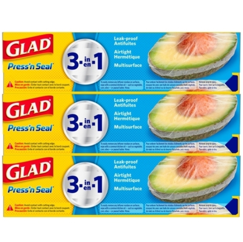 New Glad Press'n Seal Plastic Wrap Glad 3-count 140 sq ft